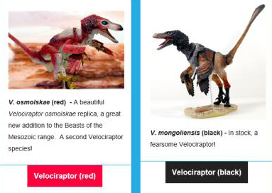 A pair of Velociraptors from the Beasts of the Mesozoic range.