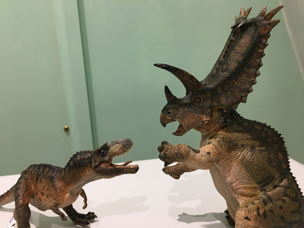 The new for 2019 Papo Pentaceratops and the Papo Gorgosaurus dinosaur models.