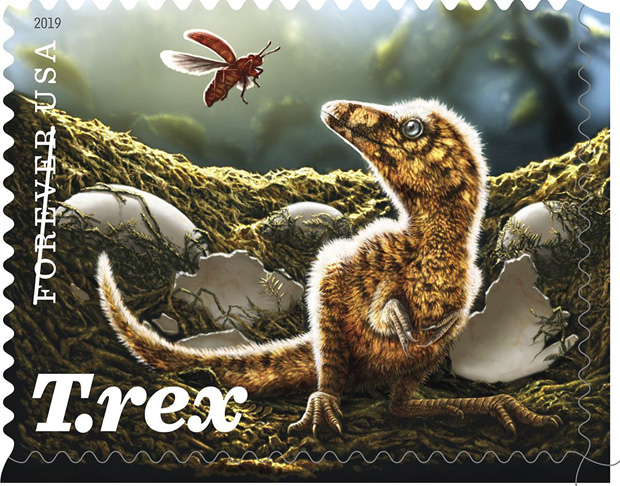A baby T. rex features on an American stamp.