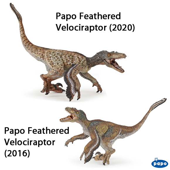 Papo Feathered Velociraptor Models (Old and New).