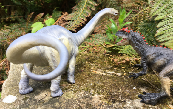Mojo Fun Allosaurus attacks the Mojo Fun Brontosaurus - Dinosaurs.