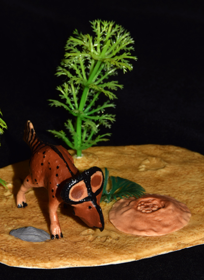 Wild Past Protoceratops model combined with the Paleo-Creatures Moschops display base.
