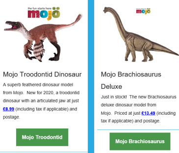 Mojo Brachiosaurus deluxe and the troodontid dinosaur model.