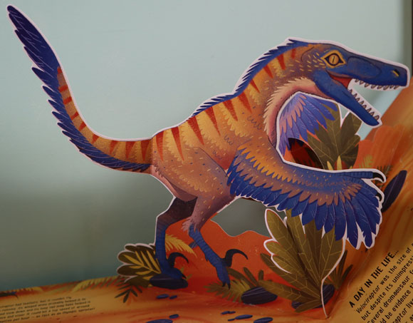 The book "Prehistoric Pets" demonstrates the link between a budgie and a dinosaur! A feathered Velociraptor.