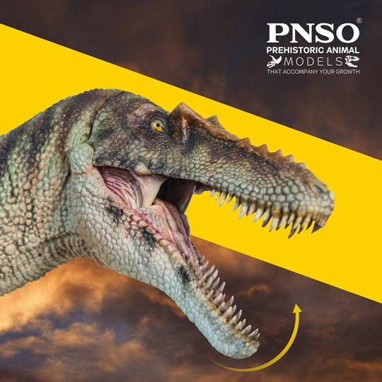 PNSO A-shu the Qianzhousaurus dinosaur model has an articulated jaw.