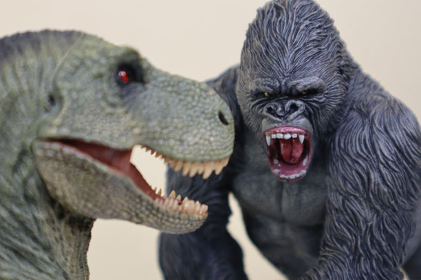 Rebor retro T. rex and Rebor Gorilla model.