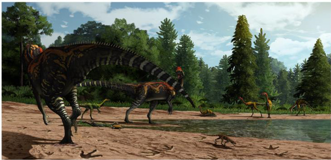 Yunnan theropods life reconstruction.