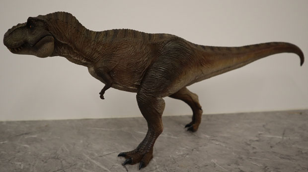 Nanmu Studio T. rex dinosaur model (Alpha) in the brown colouration (lateral view).