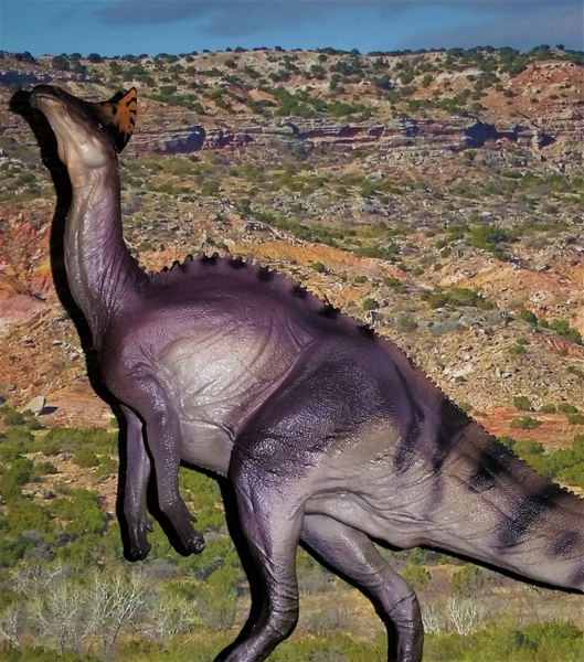 Ivan the Olorotitan dinosaur model on display.