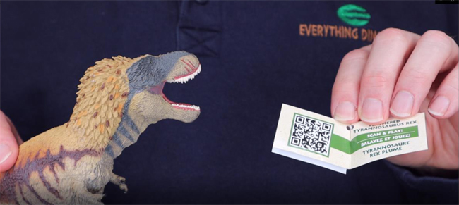 Dino Dana feathered T. rex QR code.
