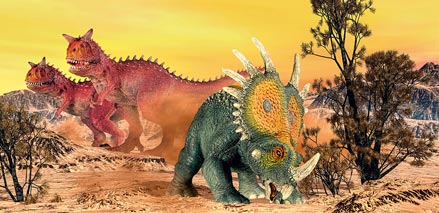 Schleich Styracosaurus and Carnotaurus (2013).