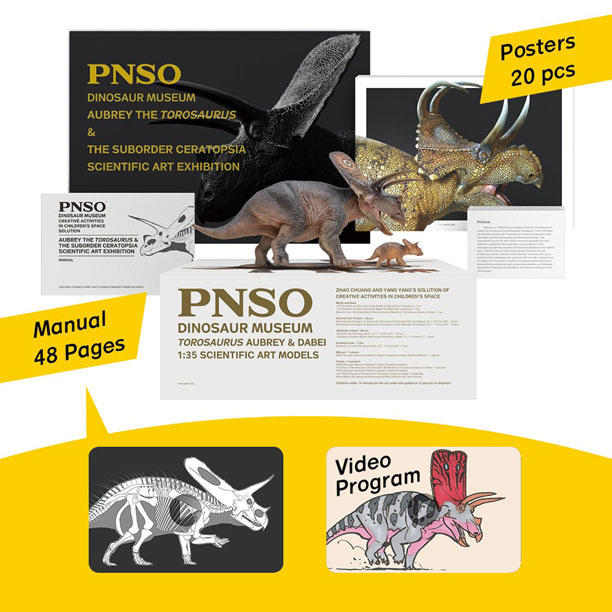 PNSO Torosaurus models with booklet and posters.