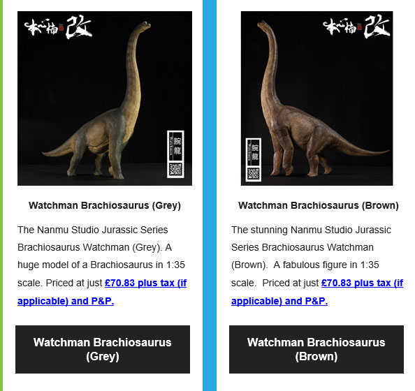 Nanmu Studio Brachiosaurus models feature in customer newsletter