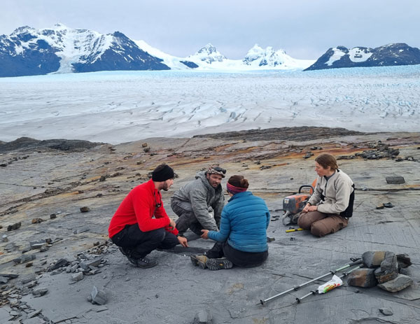 Team members at the Tyndall Glacier Site (Chile)