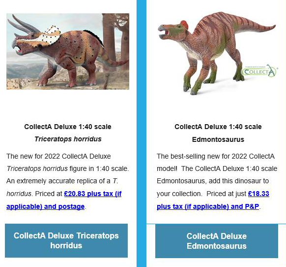 CollectA Deluxe Triceratops horridus and CollectA Edmontosaurus
