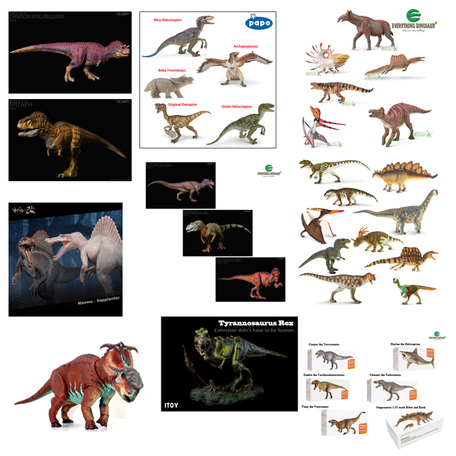 Some of the prehistoric animal figures stocked by Everything Dinosaur.