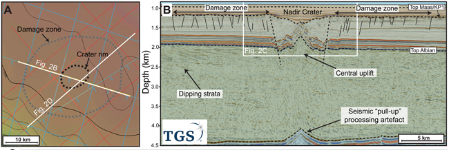 Area of damage on the seabed and the extent of the Nadir Crater.