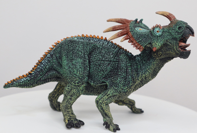 Papo green Styracosaurus dinosaur model