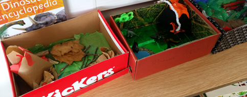Shoe box dinosaurs - learning about dinosaurs