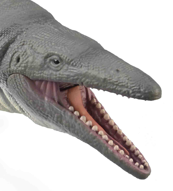 The new for 2023 CollectA Deluxe Mosasaurus marine reptile model has an articulated jaw.