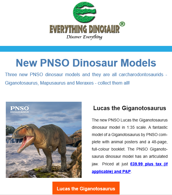 Everything Dinosaur newsletter,.