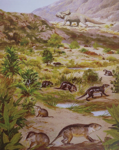 Burian depicting prehistoric mammals.