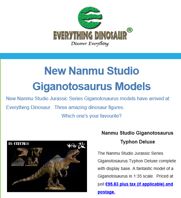 Giganotosaurus dinosaur models.