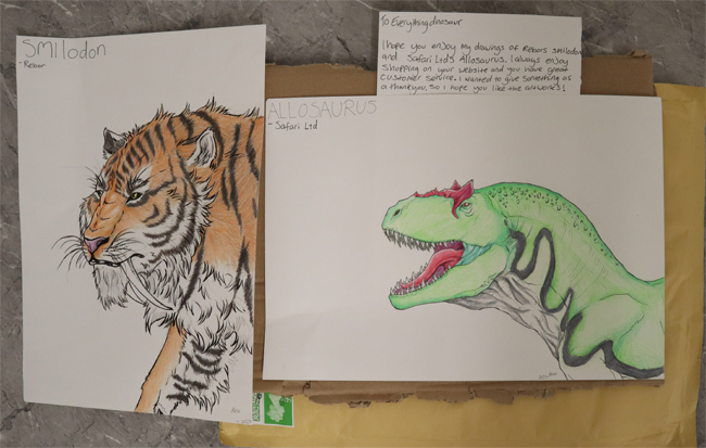 Smilodon and Allosaurus drawings