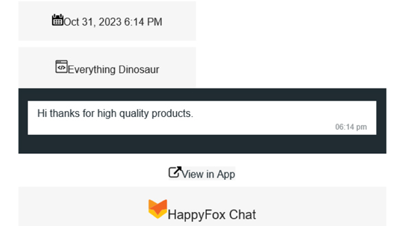  A lovely customer comment received by Everything Dinosaur.