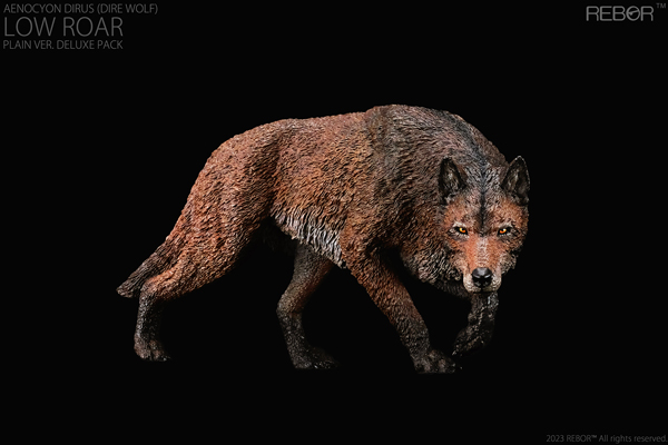 The Rebor Dire Wolf replica "low roar" in the plain colouration.