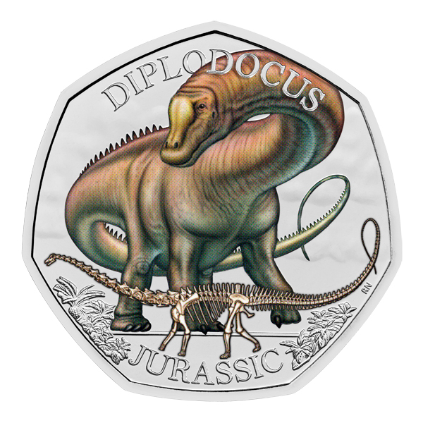 Diplodocus dinosaur coin.