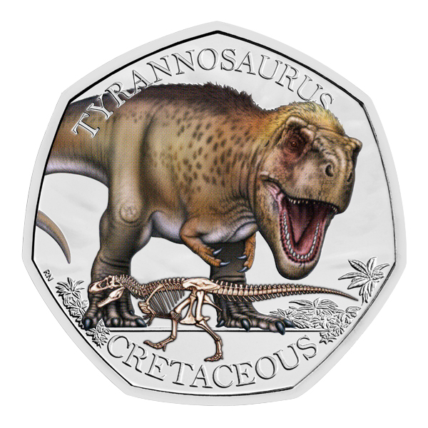 Tyrannosaurus dinosaur coin.