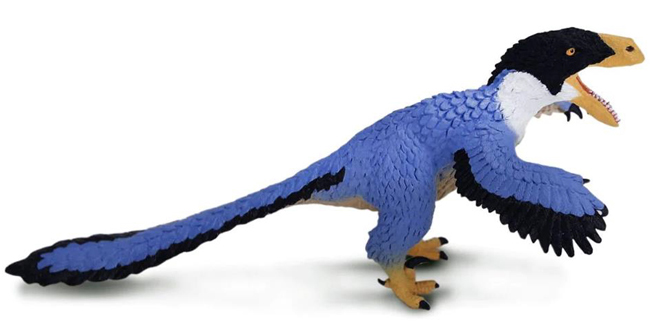 The Wild Safari Prehistoric World Utahraptor dinosaur model.
