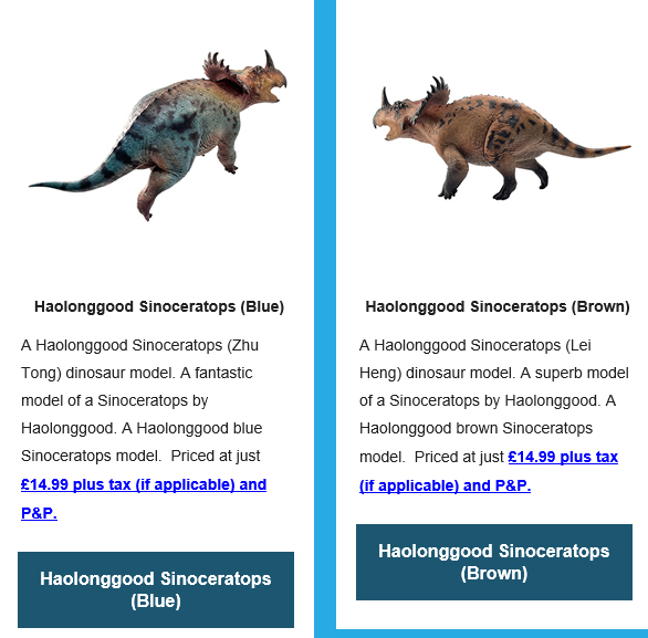 Haolonggood prehistoric animal models (Sinoceratops figures).