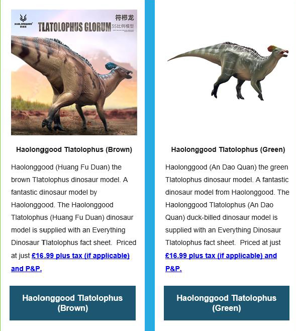 Haolonggood prehistoric animal models (Tlatolophus models).