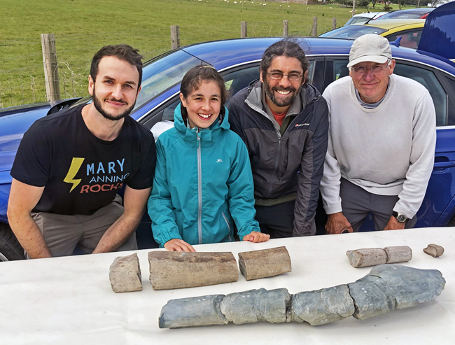 Some of the research team members with Ichthyotitan severnensis fossil bones.