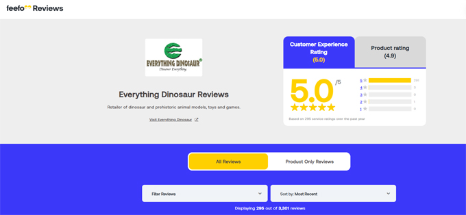 5-star Feefo reviews for Everything Dinosaur.