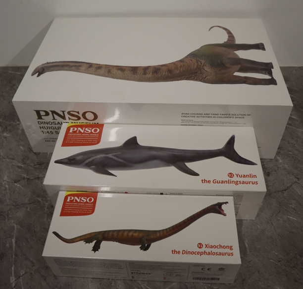 Three new PNSO prehistoric animal figures. Hongkongsaurus, Guanlingsaurus and the Triassic marine reptile Dinocephalosaurus.