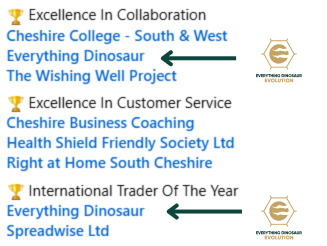 Everything Dinosaur shortlisted for business awards.