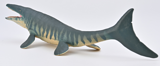 The CollectA Tylosaurus model shown in posterior view.