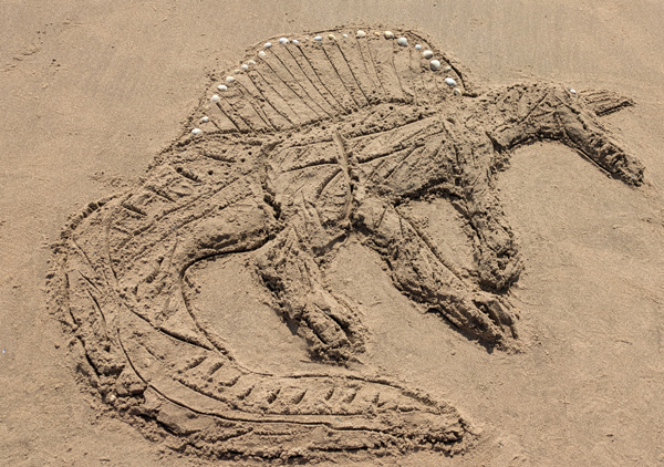 Spinosaurus sand art.