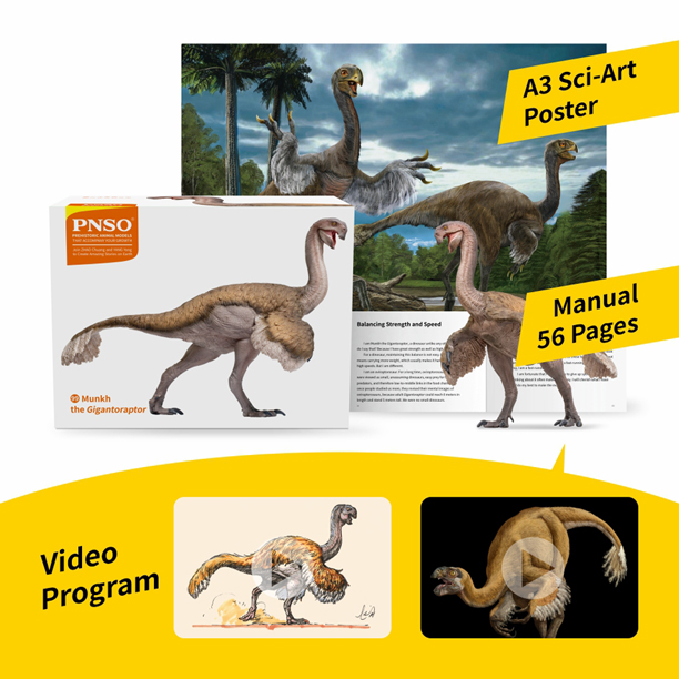 Gigantoraptor figure is supplied with a full-colour, A3-sized Sci-Art poster and a 56-page, full-colour booklet.